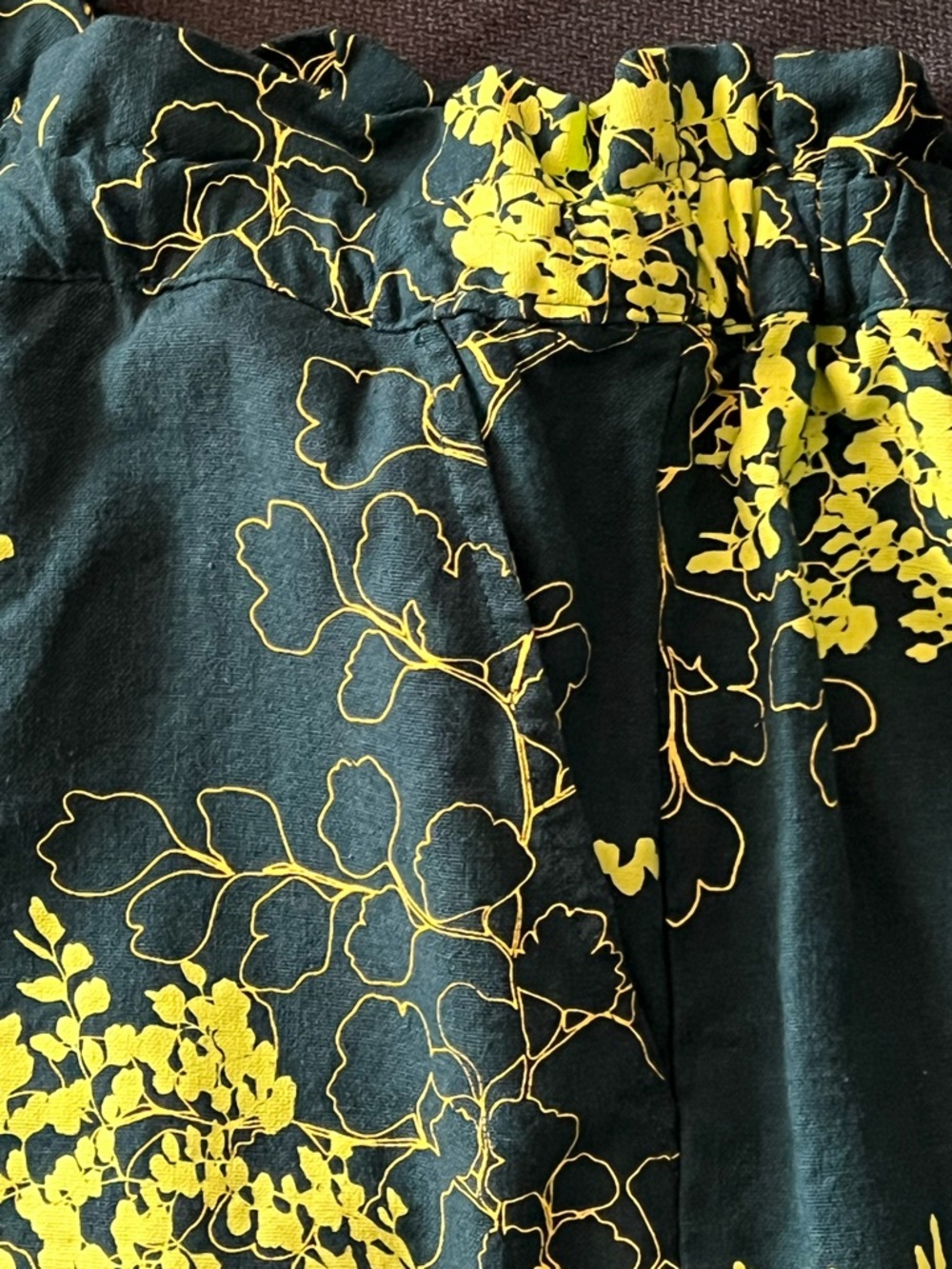 Kaulua’e Teal & Yellow Floral Lounge Shorts with Pockets